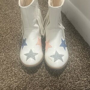 Kids White Star Cowboy Boots